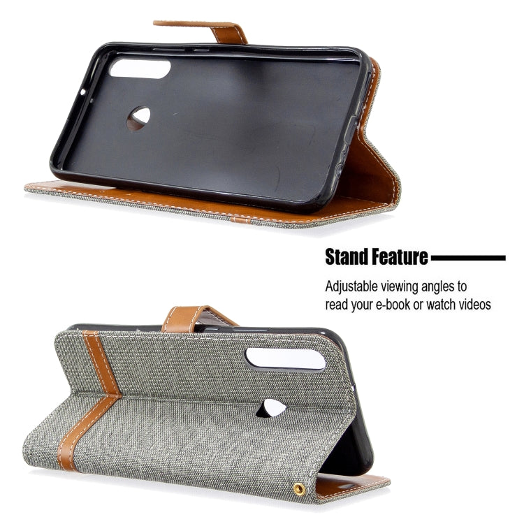 For Huawei P40 Lite E / Y7P Color Matching Denim Texture Horizontal Flip Leather Case with Holder & Card Slots & Wallet & Lanyard
