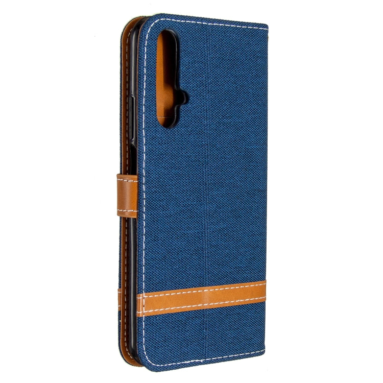 For Huawei Honor 20S Color Matching Denim Texture Horizontal Flip Leather Case with Holder & Card Slots & Wallet & Lanyard