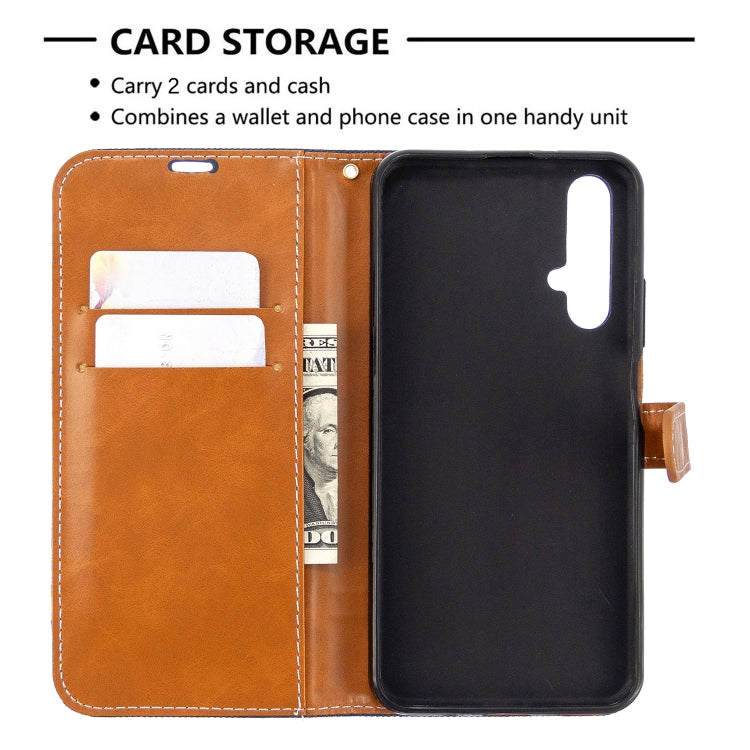 For Huawei Honor 20S Color Matching Denim Texture Horizontal Flip Leather Case with Holder & Card Slots & Wallet & Lanyard