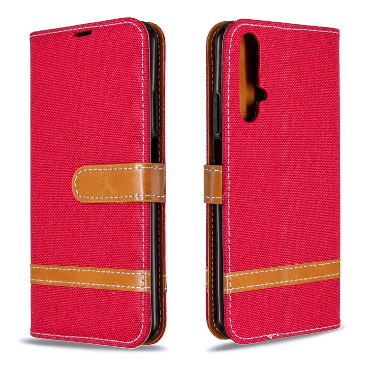 For Huawei Honor 20S Color Matching Denim Texture Horizontal Flip Leather Case with Holder & Card Slots & Wallet & Lanyard