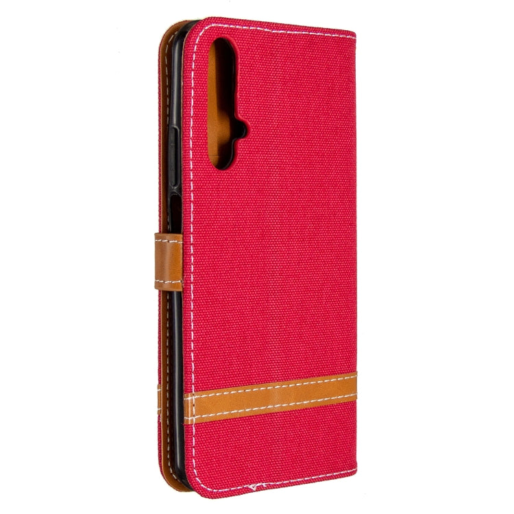 For Huawei Honor 20S Color Matching Denim Texture Horizontal Flip Leather Case with Holder & Card Slots & Wallet & Lanyard
