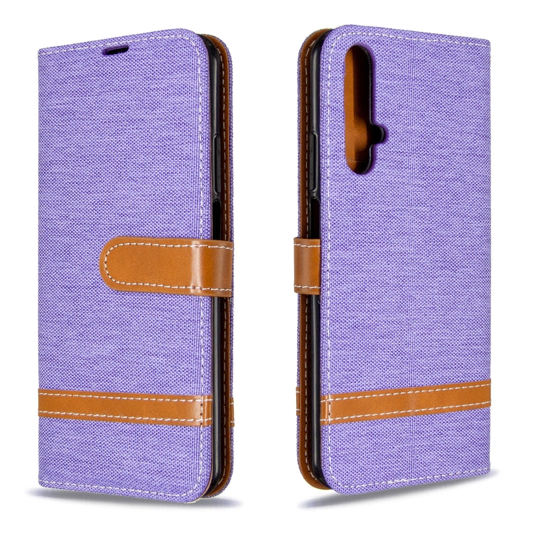 For Huawei Honor 20S Color Matching Denim Texture Horizontal Flip Leather Case with Holder & Card Slots & Wallet & Lanyard