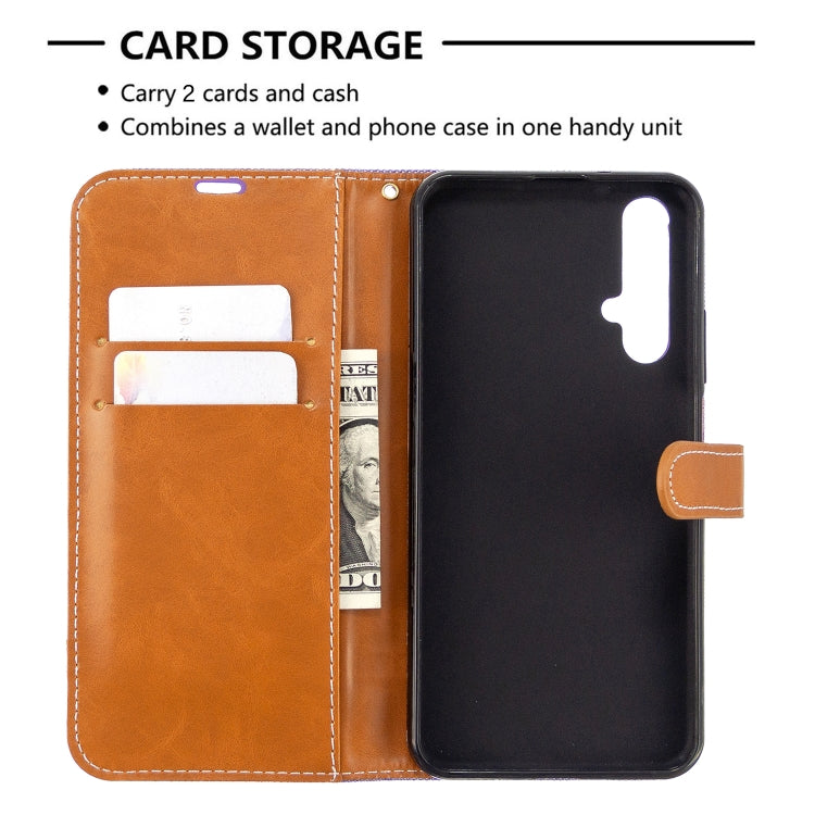 For Huawei Honor 20S Color Matching Denim Texture Horizontal Flip Leather Case with Holder & Card Slots & Wallet & Lanyard
