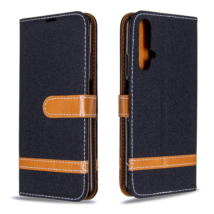 For Huawei Honor 20S Color Matching Denim Texture Horizontal Flip Leather Case with Holder & Card Slots & Wallet & Lanyard