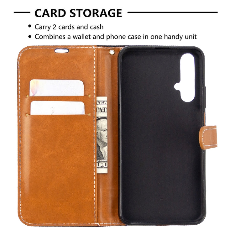 For Huawei Honor 20S Color Matching Denim Texture Horizontal Flip Leather Case with Holder & Card Slots & Wallet & Lanyard