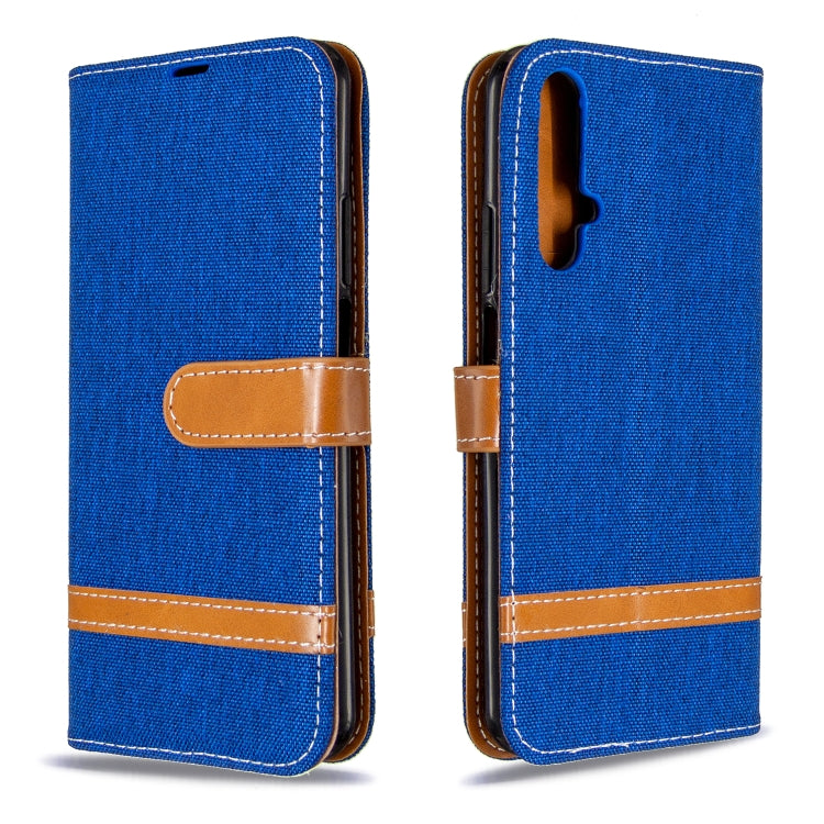For Huawei Honor 20S Color Matching Denim Texture Horizontal Flip Leather Case with Holder & Card Slots & Wallet & Lanyard