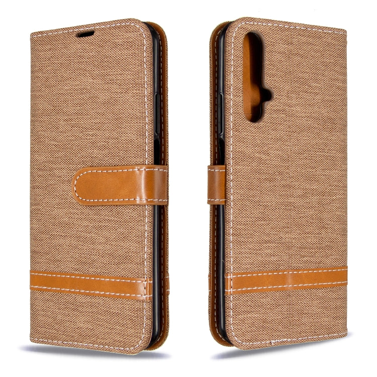 For Huawei Honor 20S Color Matching Denim Texture Horizontal Flip Leather Case with Holder & Card Slots & Wallet & Lanyard