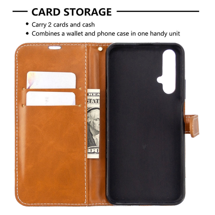 For Huawei Honor 20S Color Matching Denim Texture Horizontal Flip Leather Case with Holder & Card Slots & Wallet & Lanyard