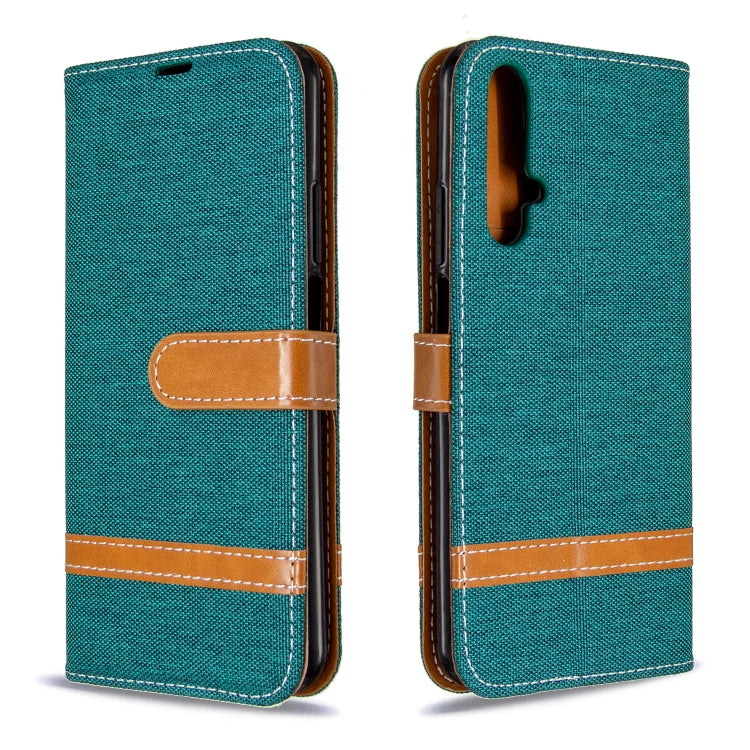 For Huawei Honor 20S Color Matching Denim Texture Horizontal Flip Leather Case with Holder & Card Slots & Wallet & Lanyard