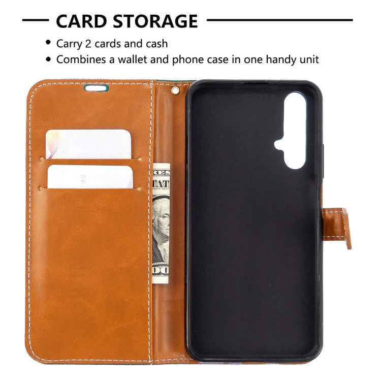 For Huawei Honor 20S Color Matching Denim Texture Horizontal Flip Leather Case with Holder & Card Slots & Wallet & Lanyard