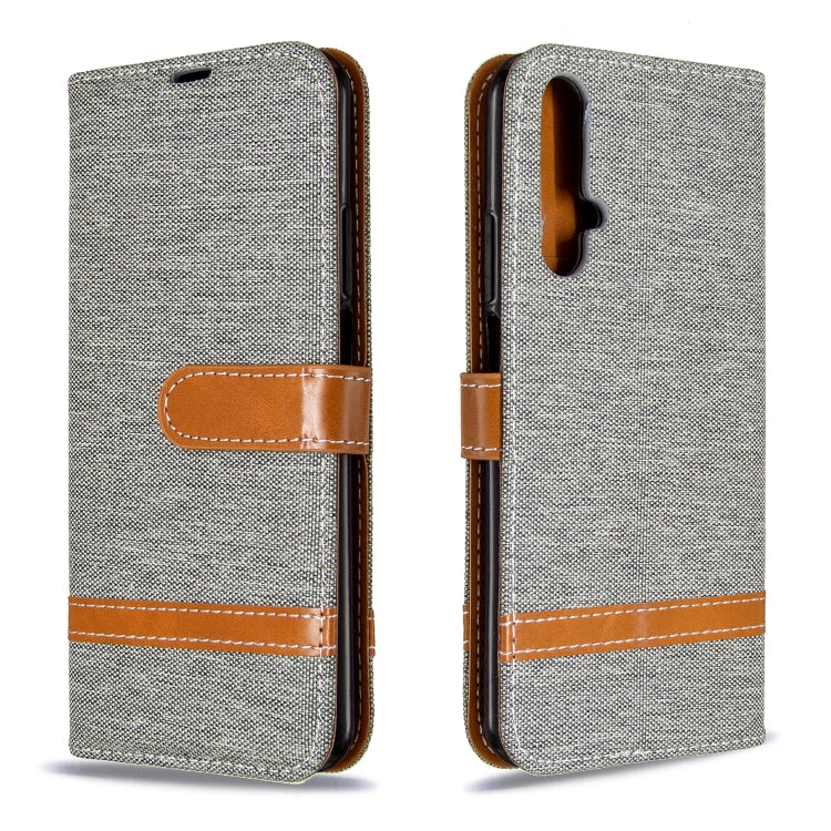 For Huawei Honor 20S Color Matching Denim Texture Horizontal Flip Leather Case with Holder & Card Slots & Wallet & Lanyard