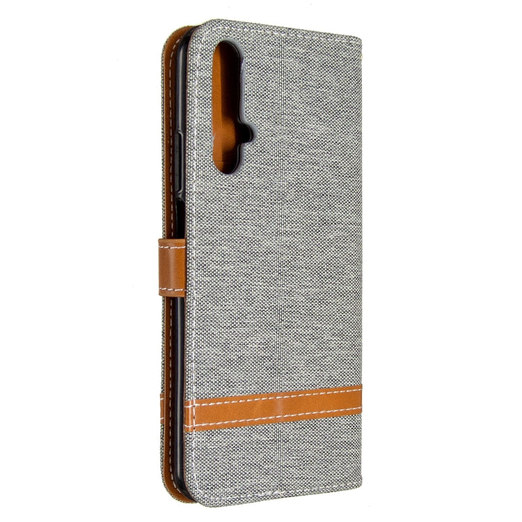 For Huawei Honor 20S Color Matching Denim Texture Horizontal Flip Leather Case with Holder & Card Slots & Wallet & Lanyard