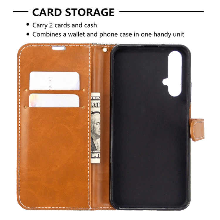For Huawei Honor 20S Color Matching Denim Texture Horizontal Flip Leather Case with Holder & Card Slots & Wallet & Lanyard