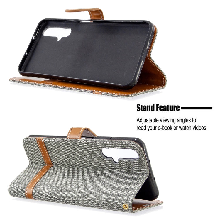 For Huawei Honor 20S Color Matching Denim Texture Horizontal Flip Leather Case with Holder & Card Slots & Wallet & Lanyard