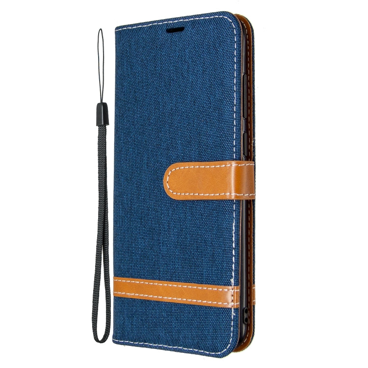 For Galaxy A11 Color Matching Denim Texture Horizontal Flip Leather Case with Holder & Card Slots & Wallet & Lanyard
