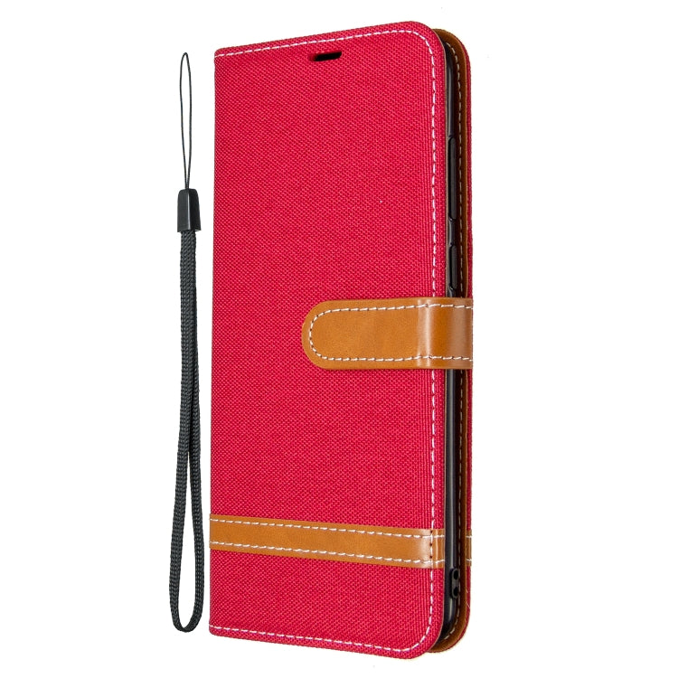 For Galaxy A11 Color Matching Denim Texture Horizontal Flip Leather Case with Holder & Card Slots & Wallet & Lanyard