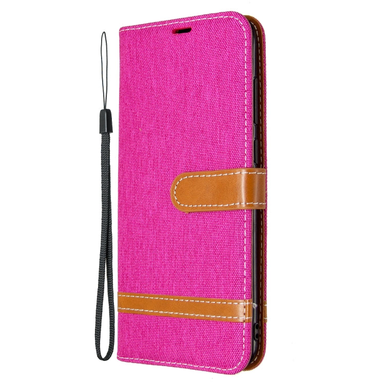 For Galaxy A11 Color Matching Denim Texture Horizontal Flip Leather Case with Holder & Card Slots & Wallet & Lanyard
