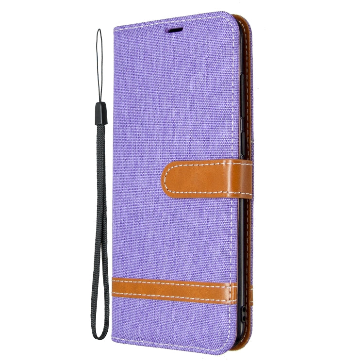 For Galaxy A11 Color Matching Denim Texture Horizontal Flip Leather Case with Holder & Card Slots & Wallet & Lanyard