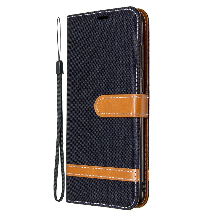 For Galaxy A11 Color Matching Denim Texture Horizontal Flip Leather Case with Holder & Card Slots & Wallet & Lanyard
