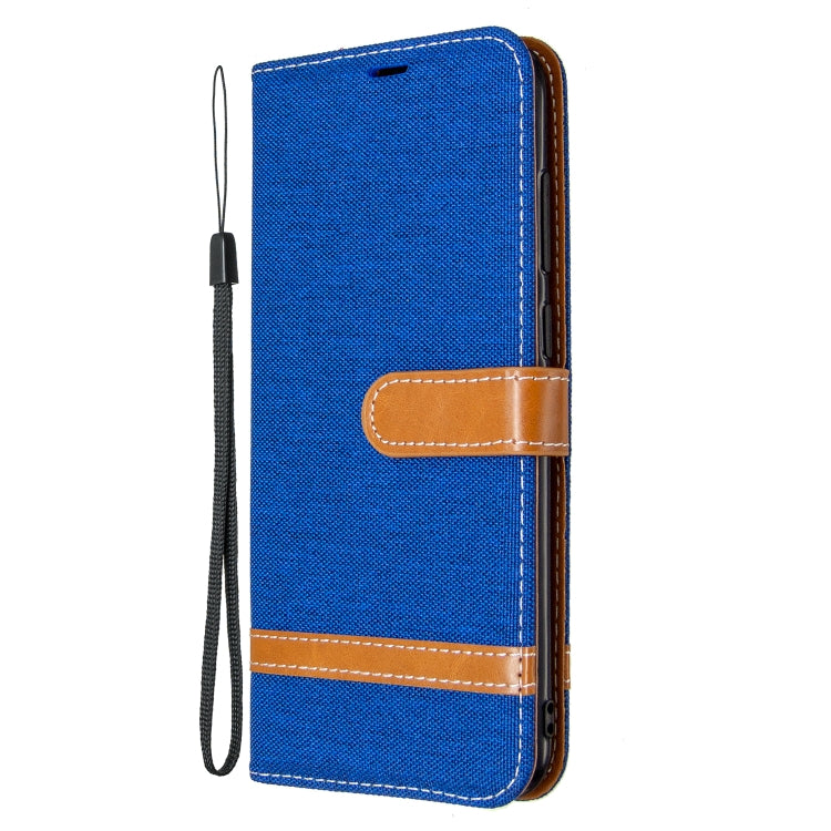 For Galaxy A11 Color Matching Denim Texture Horizontal Flip Leather Case with Holder & Card Slots & Wallet & Lanyard