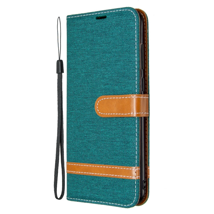 For Galaxy A11 Color Matching Denim Texture Horizontal Flip Leather Case with Holder & Card Slots & Wallet & Lanyard