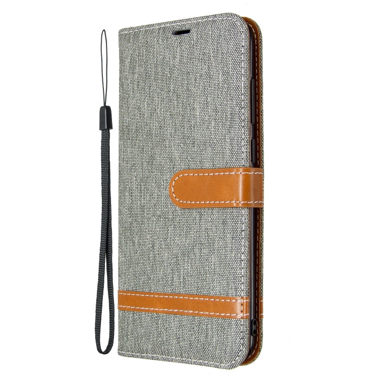 For Galaxy A11 Color Matching Denim Texture Horizontal Flip Leather Case with Holder & Card Slots & Wallet & Lanyard