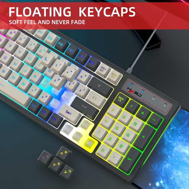 HXSJ V600 96-key RGB Backlit Dual-color Injection-molded Wired Gaming Keyboard