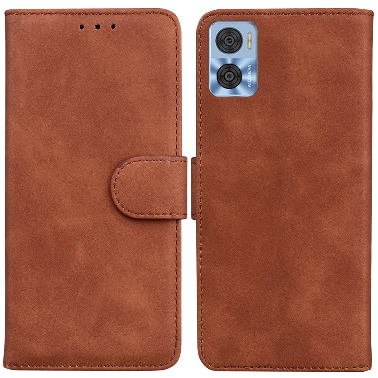 For Motorola Moto E22/E22i Skin Feel Pure Color Flip Leather Phone Case