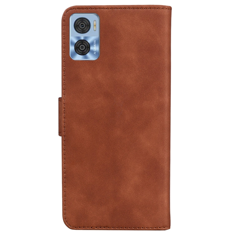 For Motorola Moto E22/E22i Skin Feel Pure Color Flip Leather Phone Case