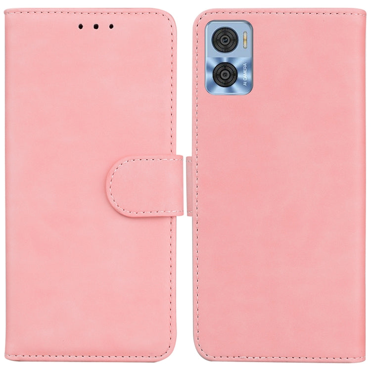 For Motorola Moto E22/E22i Skin Feel Pure Color Flip Leather Phone Case