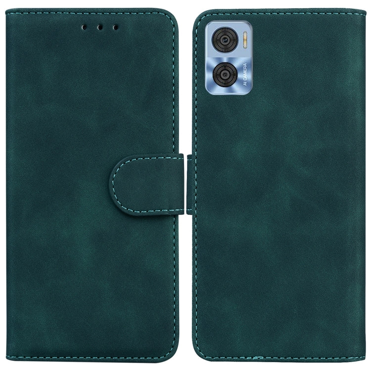 For Motorola Moto E22/E22i Skin Feel Pure Color Flip Leather Phone Case