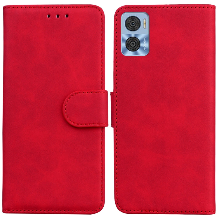 For Motorola Moto E22/E22i Skin Feel Pure Color Flip Leather Phone Case