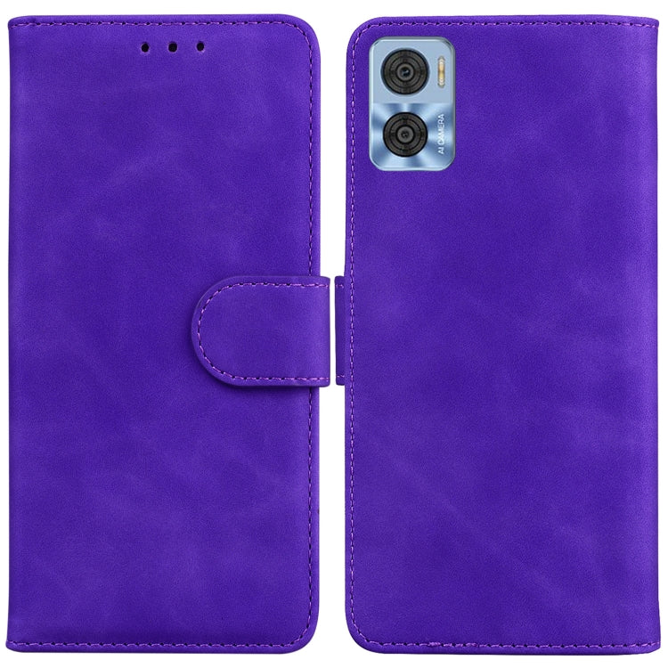 For Motorola Moto E22/E22i Skin Feel Pure Color Flip Leather Phone Case