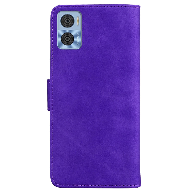 For Motorola Moto E22/E22i Skin Feel Pure Color Flip Leather Phone Case