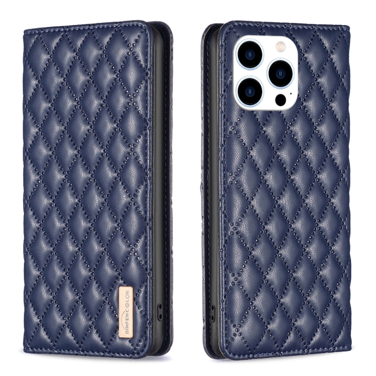 For iPhone 14 Pro Diamond Lattice Magnetic Leather Flip Phone Case