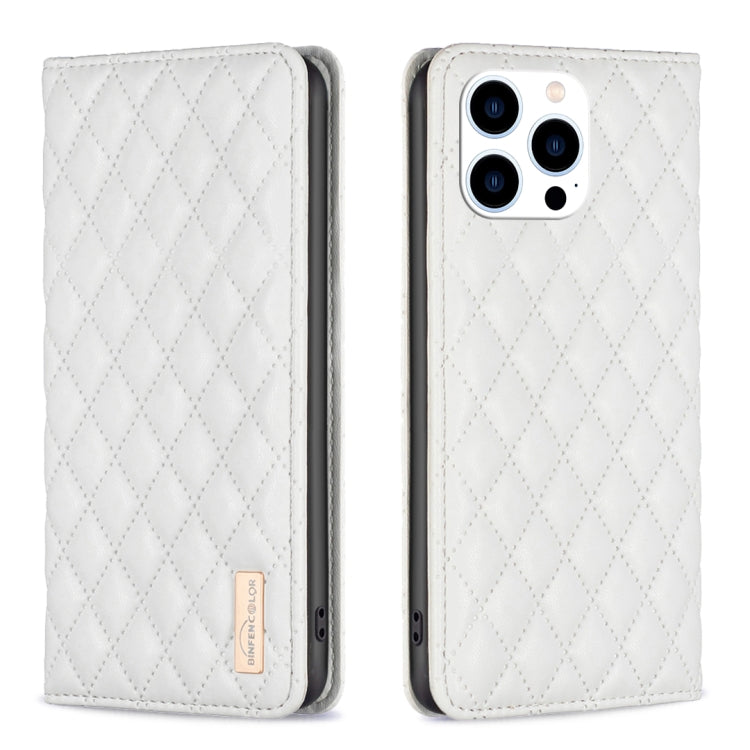 For iPhone 14 Pro Diamond Lattice Magnetic Leather Flip Phone Case