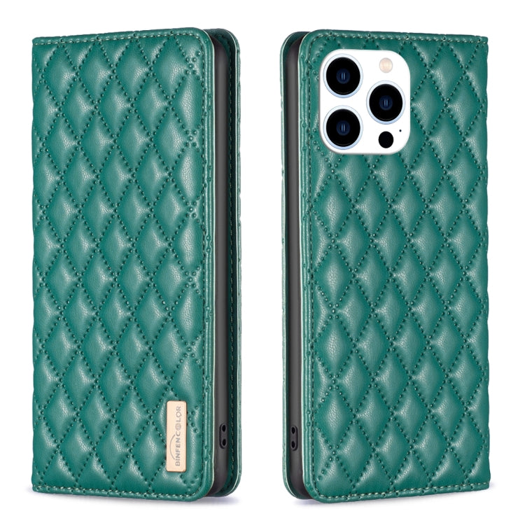 For iPhone 14 Pro Diamond Lattice Magnetic Leather Flip Phone Case