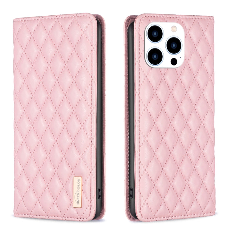 For iPhone 14 Pro Diamond Lattice Magnetic Leather Flip Phone Case