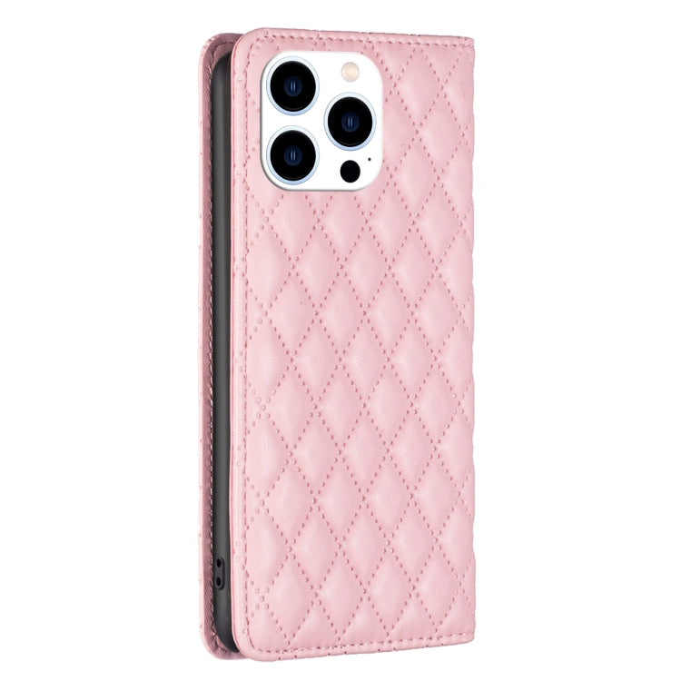 For iPhone 14 Pro Diamond Lattice Magnetic Leather Flip Phone Case