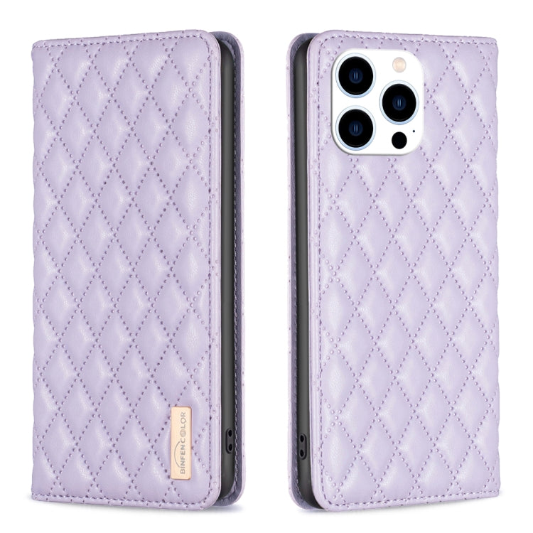 For iPhone 14 Pro Diamond Lattice Magnetic Leather Flip Phone Case
