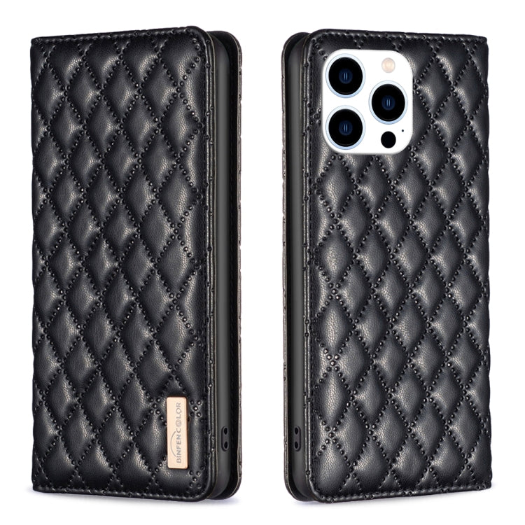 For iPhone 14 Pro Diamond Lattice Magnetic Leather Flip Phone Case