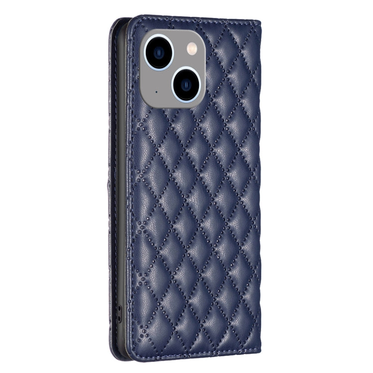 For iPhone 14 Plus Diamond Lattice Magnetic Leather Flip Phone Case