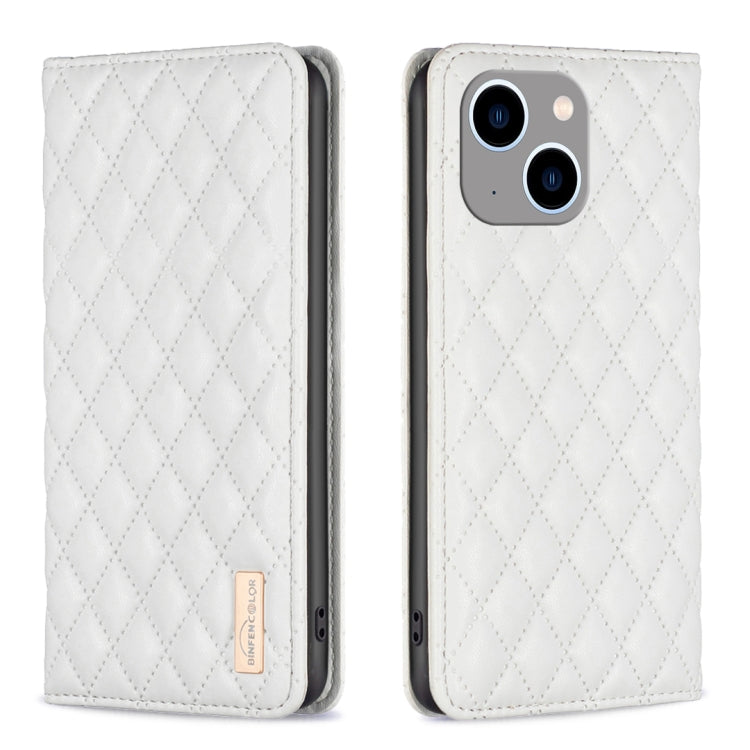 For iPhone 14 Plus Diamond Lattice Magnetic Leather Flip Phone Case