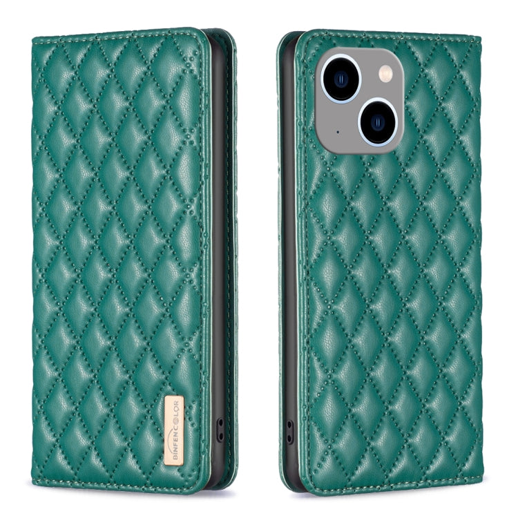 For iPhone 14 Plus Diamond Lattice Magnetic Leather Flip Phone Case