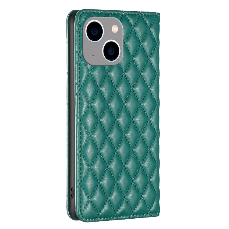 For iPhone 14 Plus Diamond Lattice Magnetic Leather Flip Phone Case