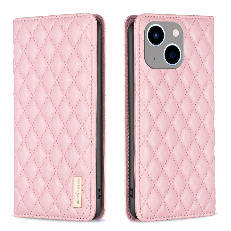 For iPhone 14 Plus Diamond Lattice Magnetic Leather Flip Phone Case