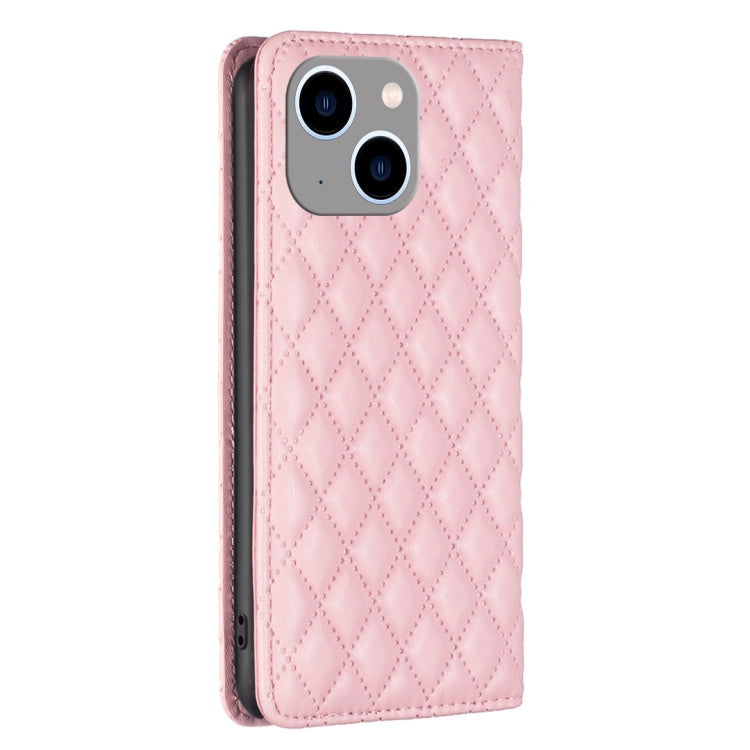 For iPhone 14 Plus Diamond Lattice Magnetic Leather Flip Phone Case