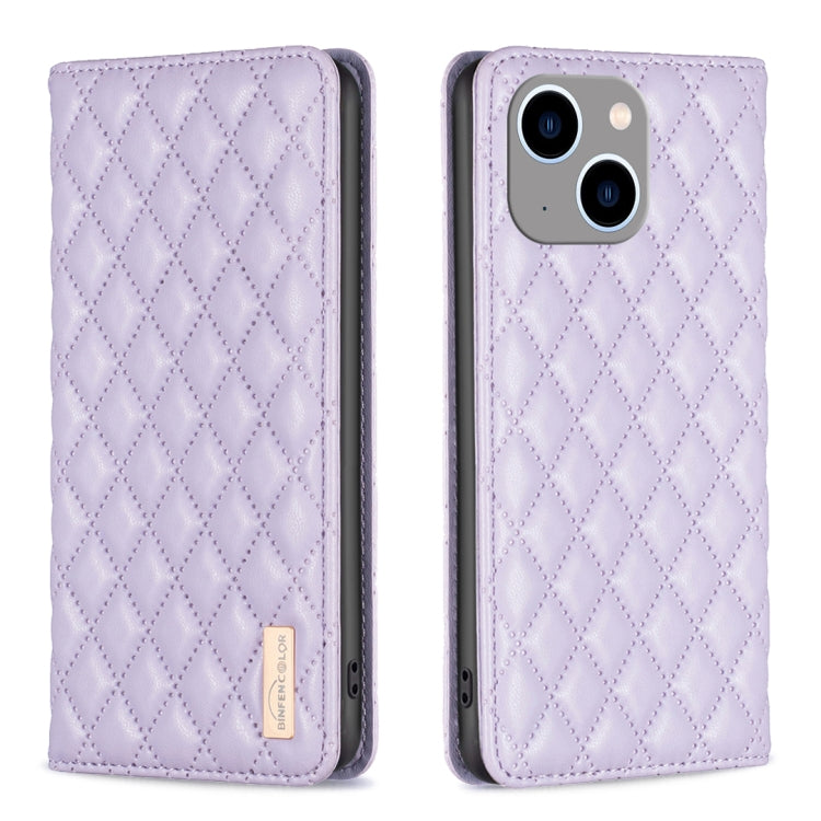 For iPhone 14 Plus Diamond Lattice Magnetic Leather Flip Phone Case