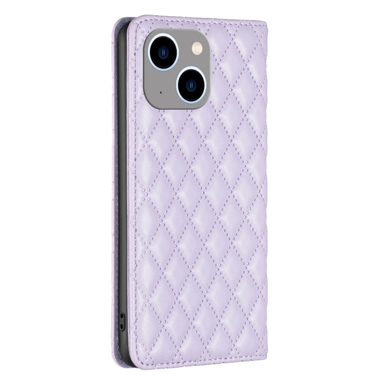 For iPhone 14 Plus Diamond Lattice Magnetic Leather Flip Phone Case