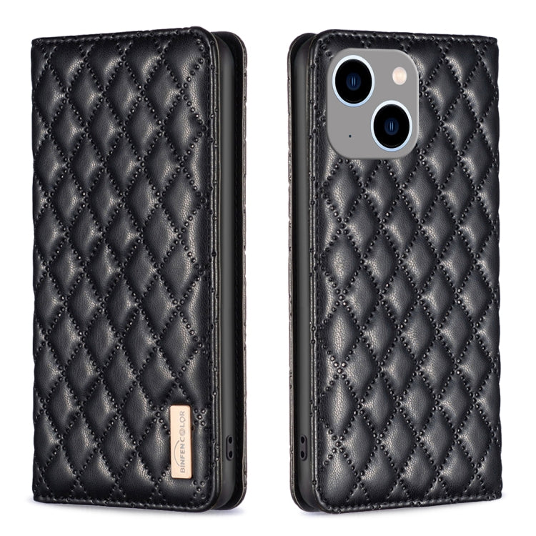 For iPhone 14 Plus Diamond Lattice Magnetic Leather Flip Phone Case
